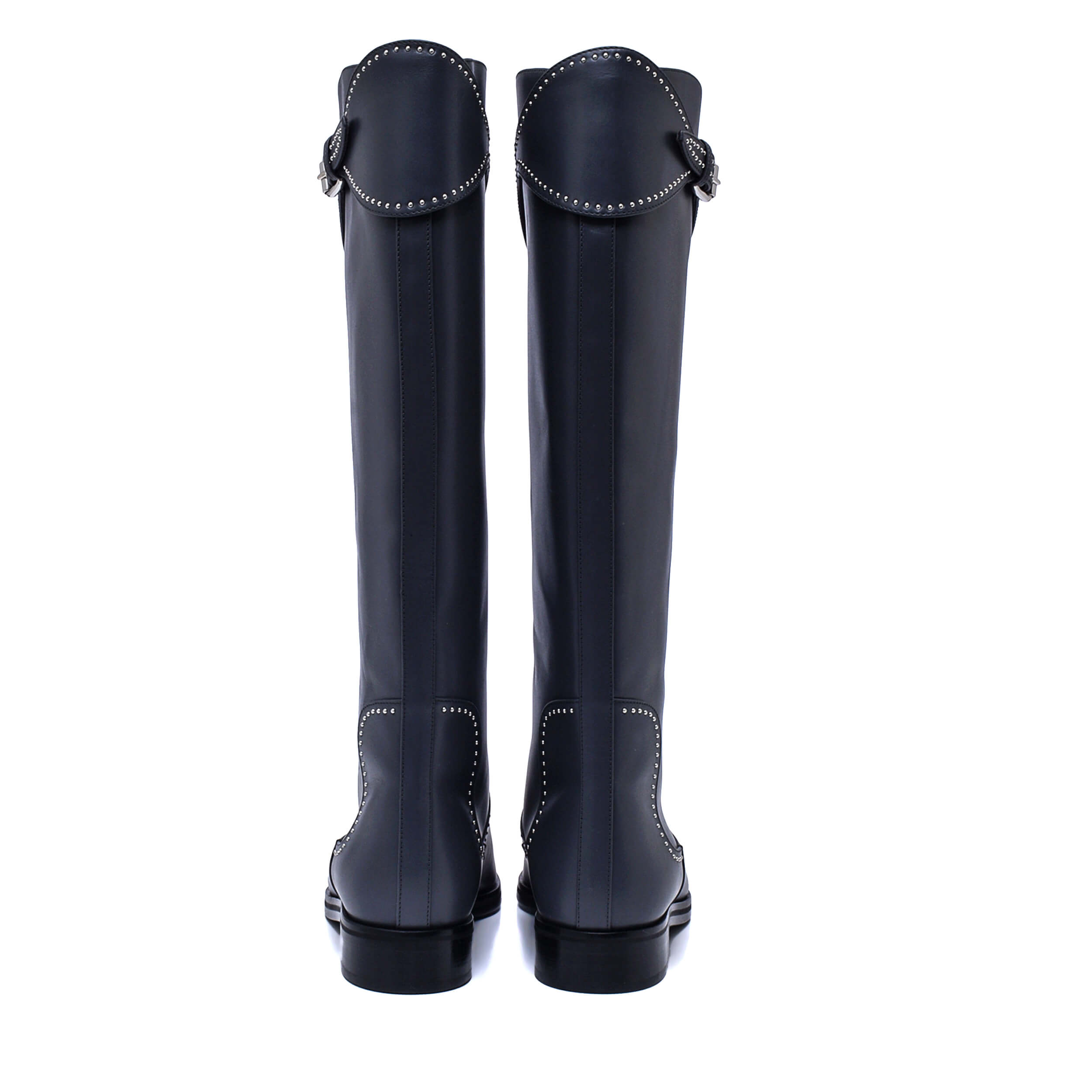 Alaia - Anthracite Leather Knee High Boots / 38